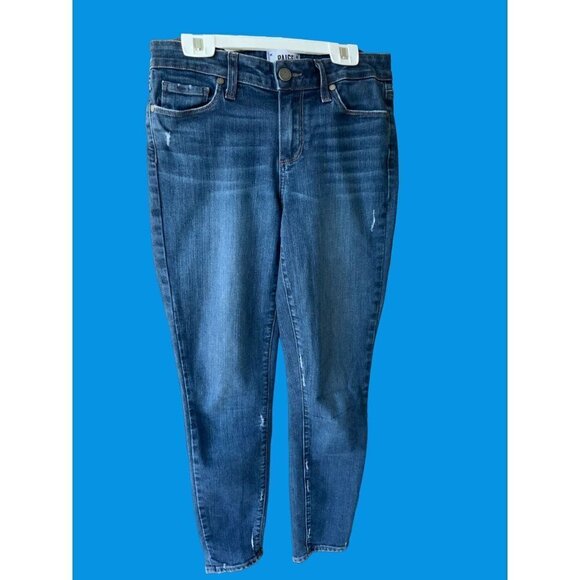 PAIGE LADIES VERDUGO DISTRESSED ANKLE LENGTH 5 POCKET BLUE DENIM JEANS EUC 27 - Picture 1 of 5